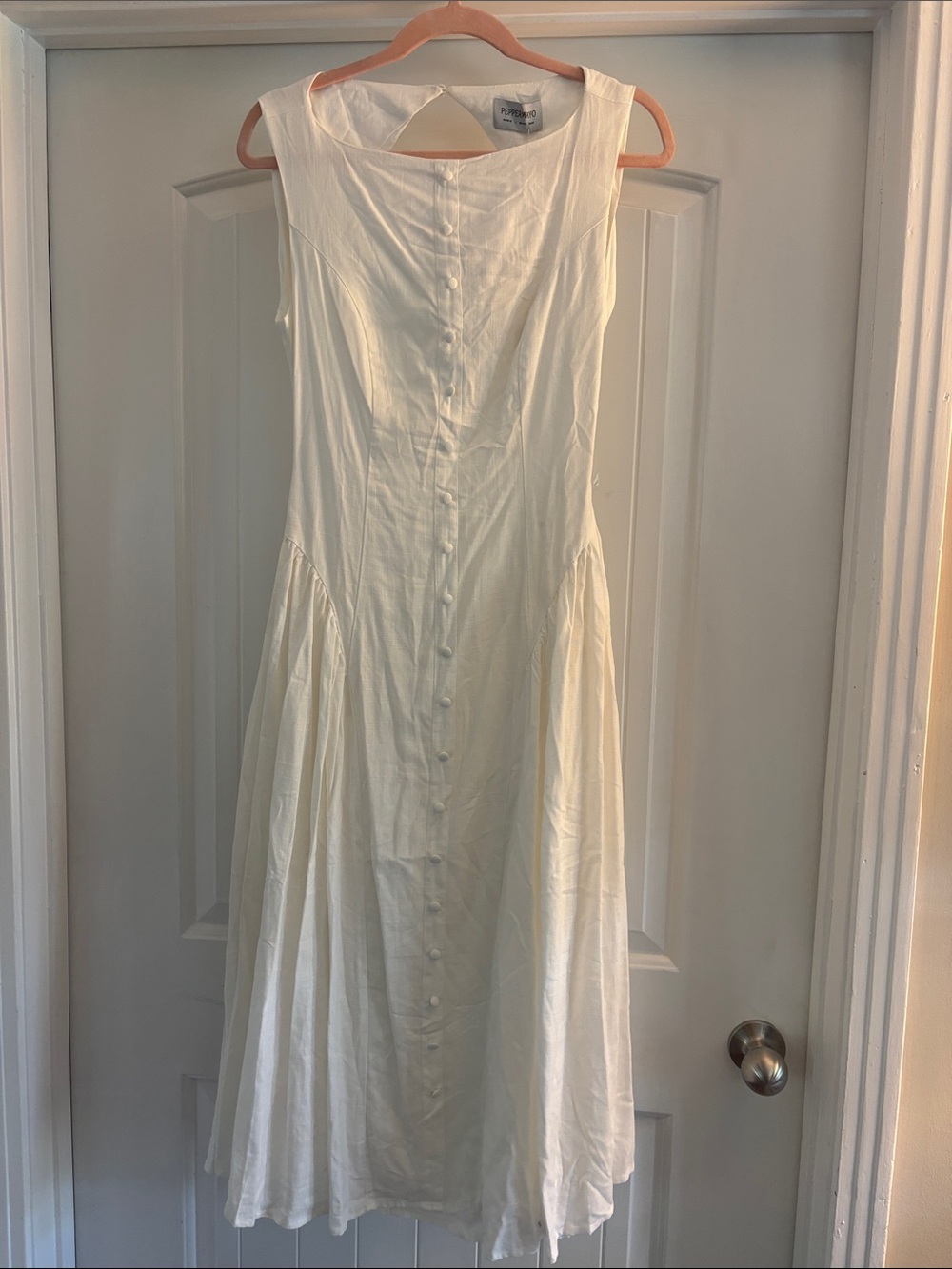 Peppermayo Cream Midi Button-Front Dress